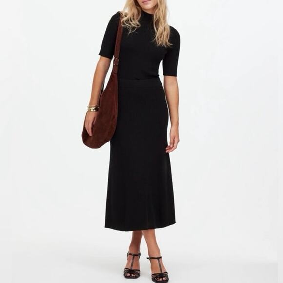 NWT Madewell Merino Wool Blend Pull-On Maxi Sweater Skirt True Black Size XS - Picture 2 of 11
